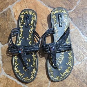 Stylish Black and Gold Sandals